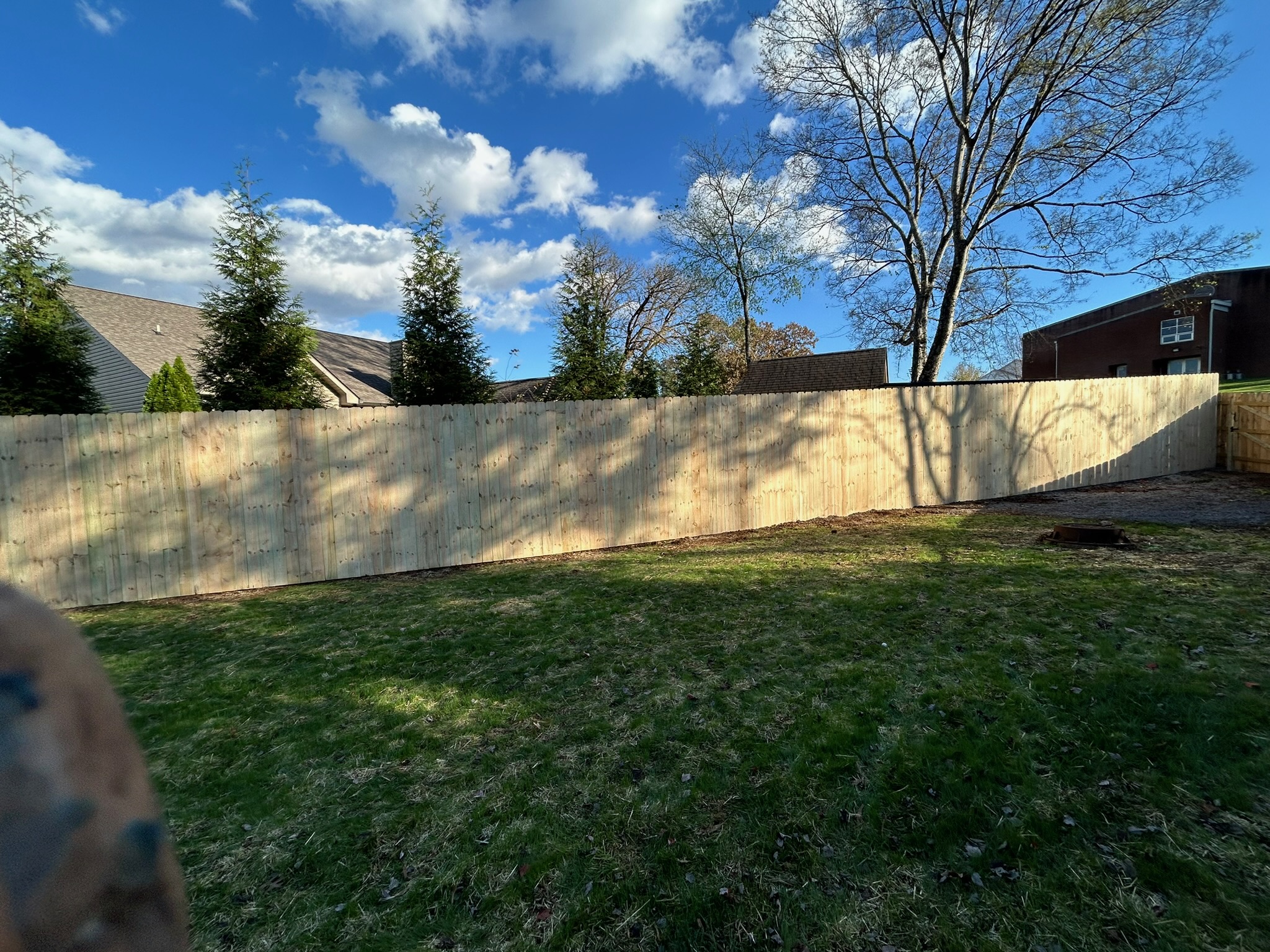 Full yard wood fence enclosure, residential fencing Knoxville TN